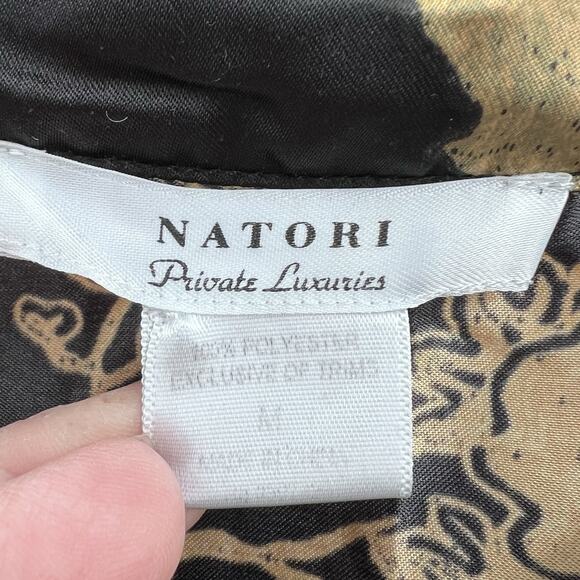 NATORI Private Luxuries Floral Bird Print Silky Zip Front Kimono Robe Medium - Picture 8 of 8